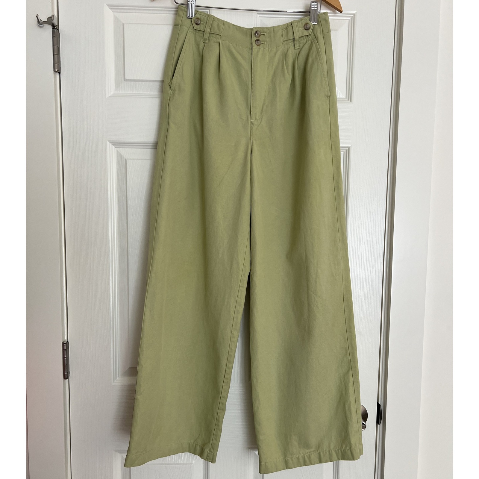 Madewell Harlow Wide Leg Pants Linen Blend Size 2 Green